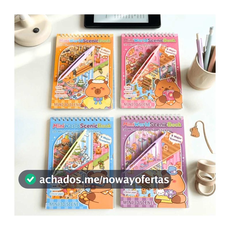 Livro Adesivos Diy Capivara 3d 8 Cenários + Pinça Fofos Anti Stress E Ansiedade