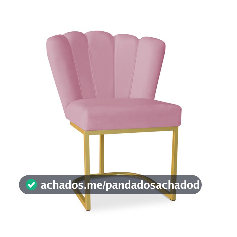 Poltrona Cadeira Pétala Base de Ferro Dourada para Manicure