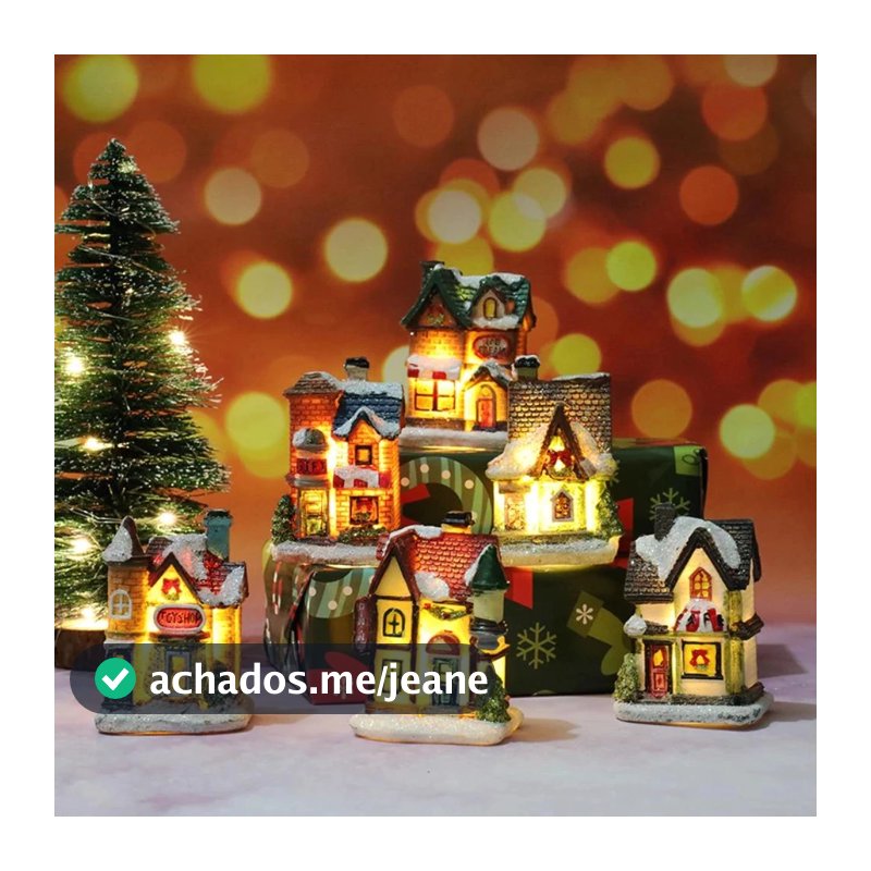 Luzes LED de Natal resina mini casa miniatura vila edifício decoração luminosa presente de Natal