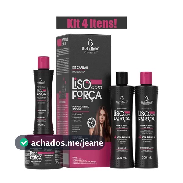 Kit Capilar Profissional LISO COM FORÇA 4 Itens BIO INSTINTO