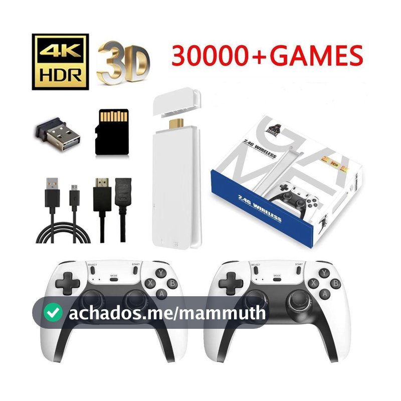 2025 Novo Videogame Stick M15 Pro 4k 64gb Hdmi Com 2 Controles Sem Fio + 2000 Jogos