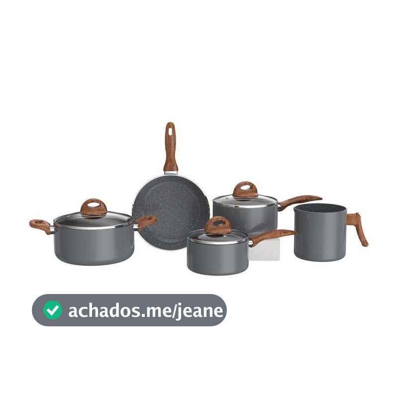 Jogo de Panelas Brinox Revestimento Cerâmico de Alumínio Grafite Indução 5 Peças Smart Plus