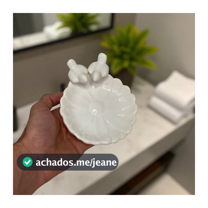 Saboneteira Para Banheiro Lavabo Cozinha Decoração Enfeite Em Cerâmica Com Passarinhos Decorado