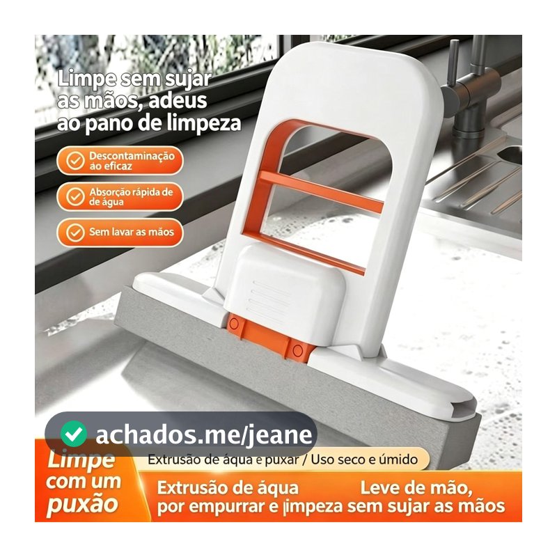 Mini Mop Dobrável de PVA para Mesa e Uso Interno com Esponja Absorvente para Limpeza Úmida e Seca