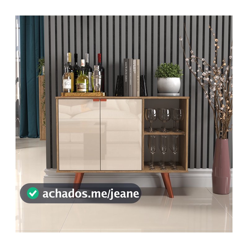Aparador Buffet Balcão 2 Portas e 2 Nichos Retrô para Sala de Jantar Cantinho do Café