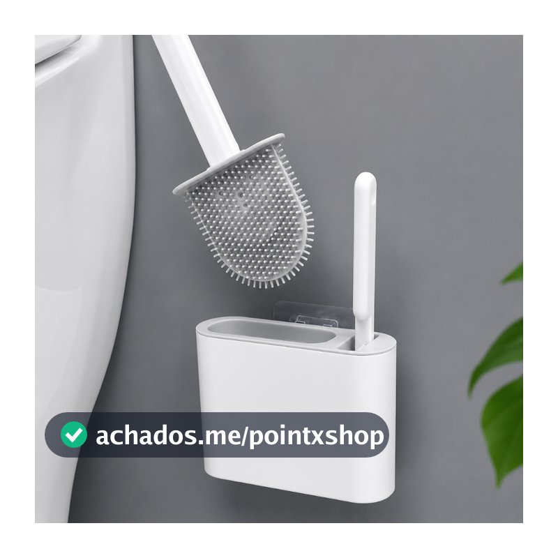 Escova para Vaso Sanitário Silicone 2 em 1 com Suporte Escova Sanitária Limpeza Profunda Sem Arranhar
