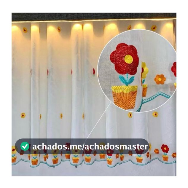 Cortina de Cozinha Renda Bordada em Linho 2,50 x 1,25 Com Forro De microfibra Para janela e vitrô