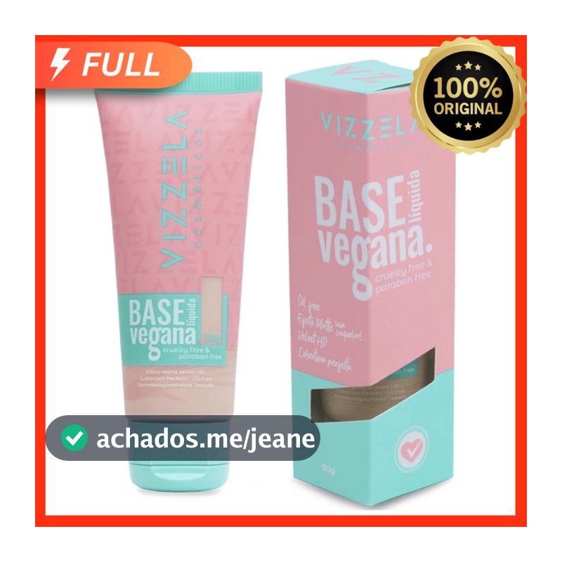 Base Líquida Matte Velvet HD Perfeita 30g Vegana - Vizzela