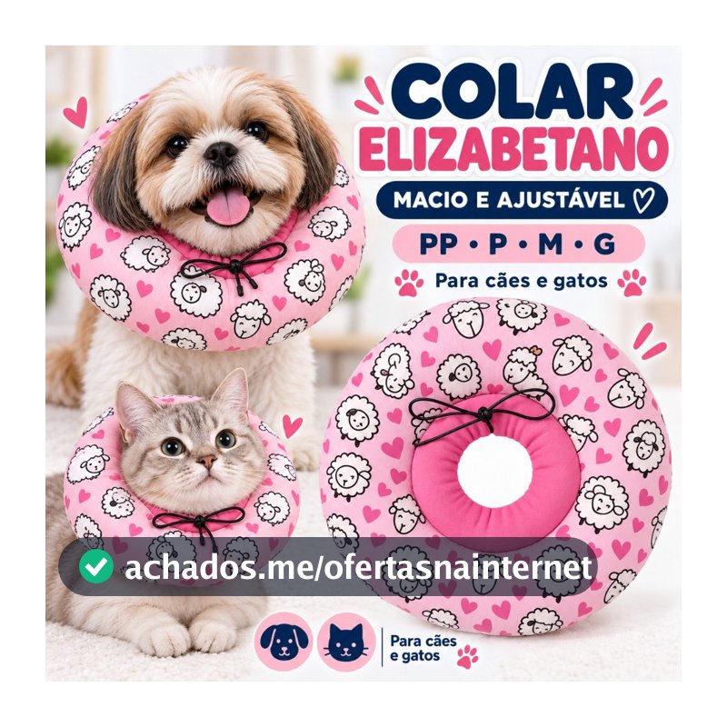Colar Elizabetano Ajustável Macio Gatos E Cães Pequenos