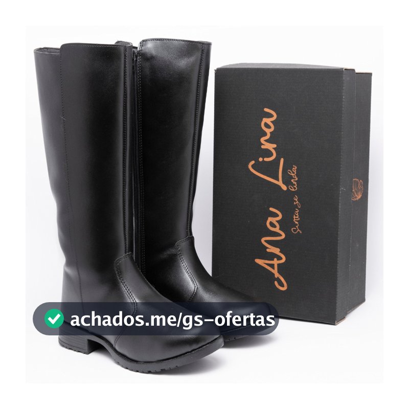Bota Feminina Cano Longo Over Panturrilha Ziper Outono Inverno Ana Lira