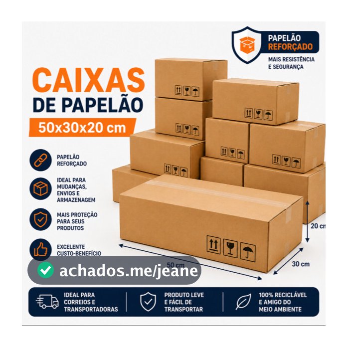 Caixa de Papelão 50x30x20 cm - Para Mudança, Envios Grandes e E-commerce, Papelão Resistente Onda C