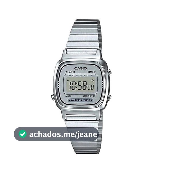 Relógio Digital Feminino Casio  Vintage Prata  Mini Original LA670WA-7DF Relógio De Pulso Feminino