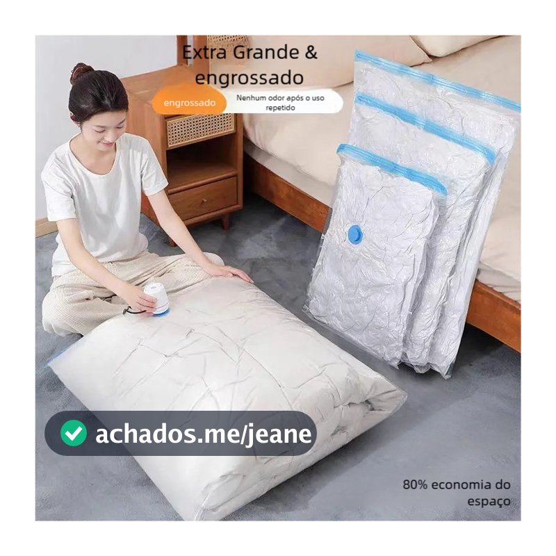 Saco a Vácuo + Bomba – Mala Viagem, Organiza Roupas e Edredom com Facilidade!