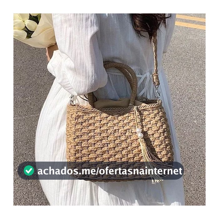 Bolsa feminina de palha praia com alça transversal modelo novo