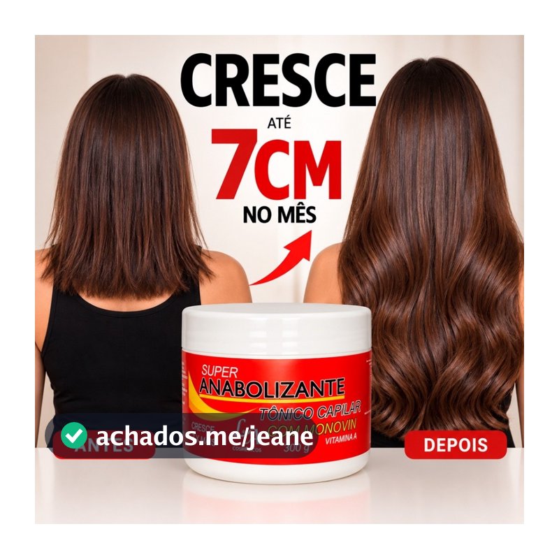 Cabelo Cresce Até 7 Cm Por Mês Creme Fortificante Capilar Hidratação Fortificação Tônico Cresimento Anabolizante Capilar