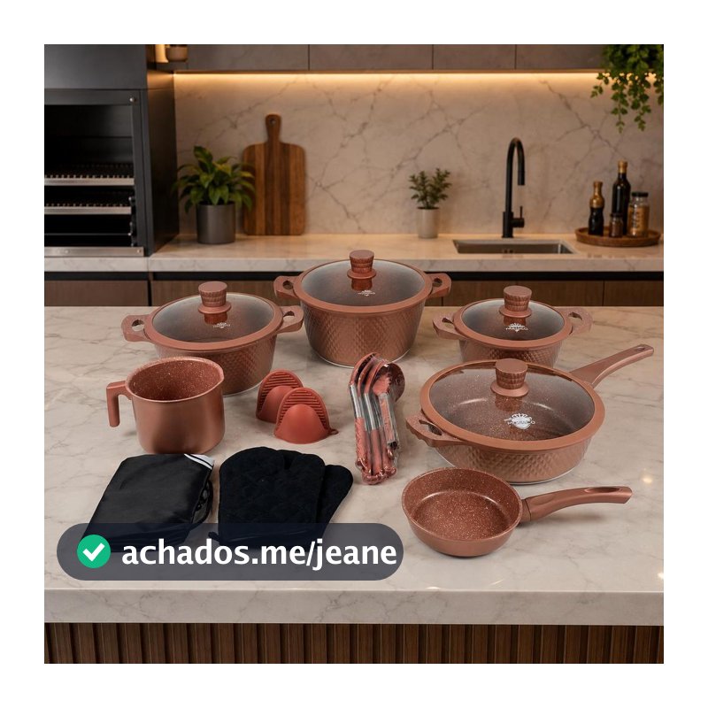 Jogo De Panela Monaco Diamante Cerâmica Premium 20 Peças Antiaderente Frigideira Caçarola Tampa Vidro Indução Cozinha