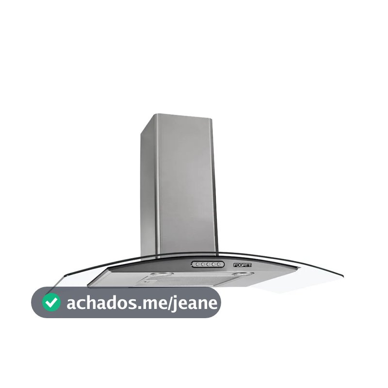 Coifa de Parede Fogatti Vidro Curvo Inox, Duto Slim, Depurador e Exaustor Com 3 Velocidades