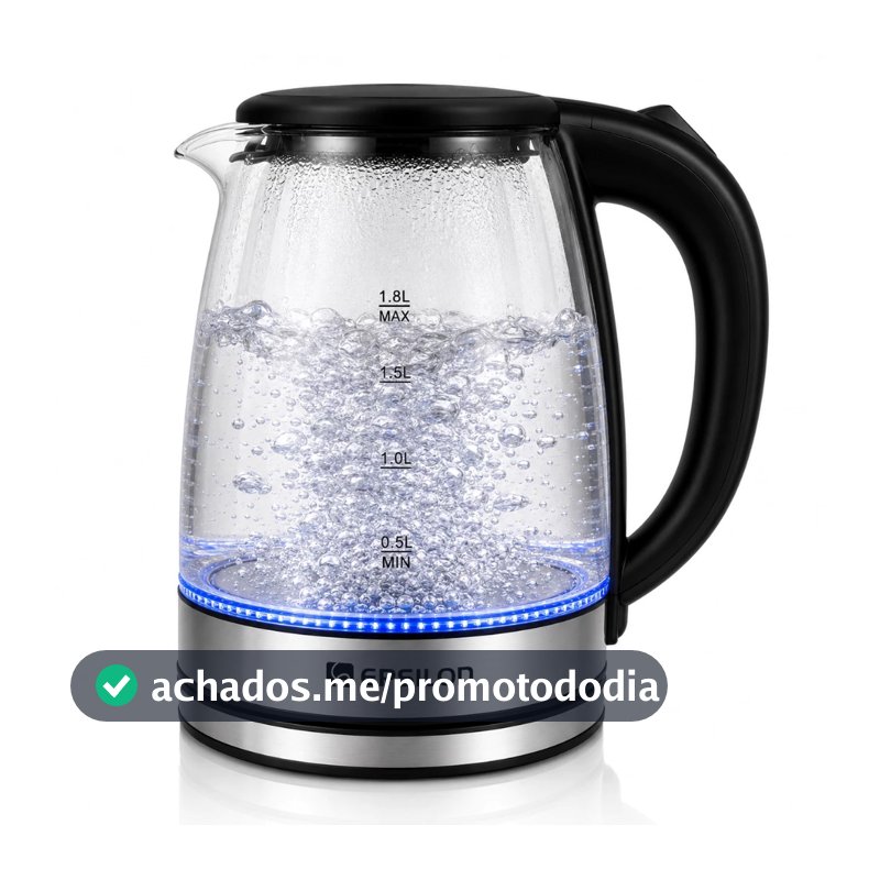 1,8 Litros Chaleira Elétrica Inox Vidro Bule Térmica
