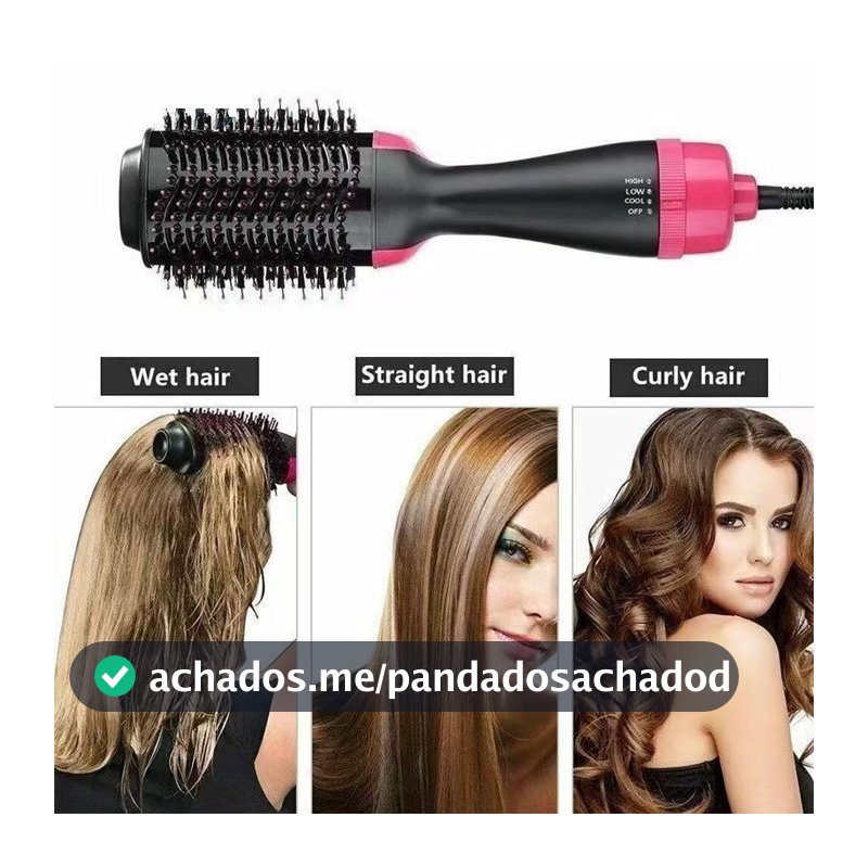 Escova Secadora Alisador Elétrica Quente Cabelo 3 Em 1--1651