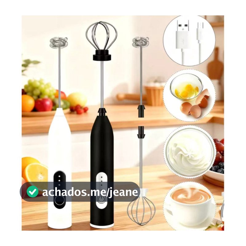 Batedor Misturador Mixer Elétrico para Bebidas Leite Café Clara de Ovos 2 em 1 Utensílios de Cozinha LM