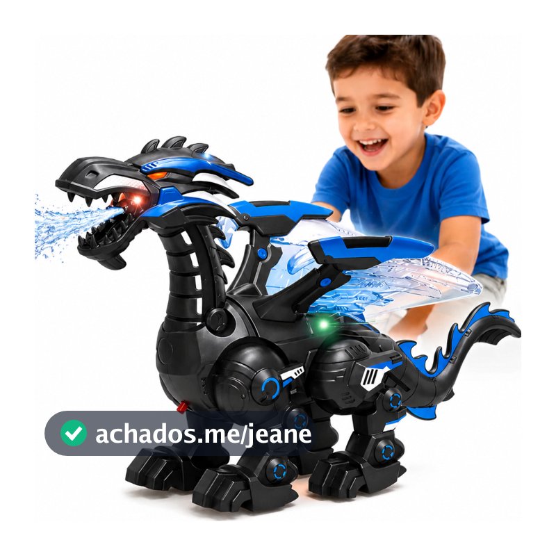 Dinossauro de Brinquedo Grande Com Som e Luz Cospe Água de Verdade