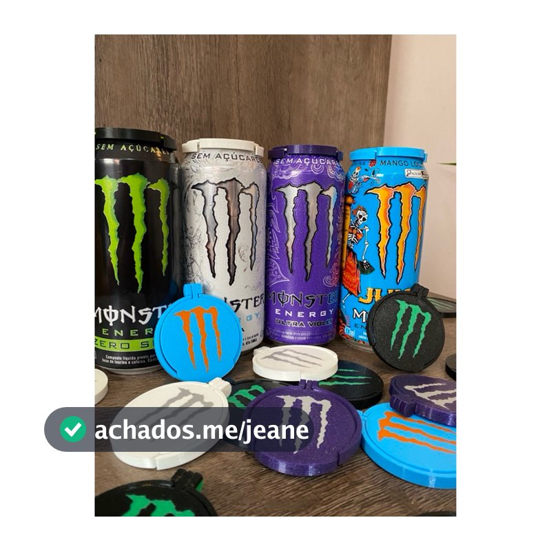 Tampa Monster Lata Monster Energético Lata Várias Cores - Impressão 3D