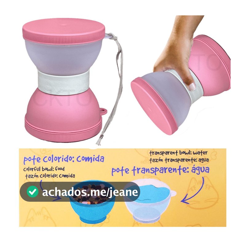 Pote De Passeio Para Cães Com 2 Divisões cores diversas - Lancheira Pet para Água e Ração muito prático