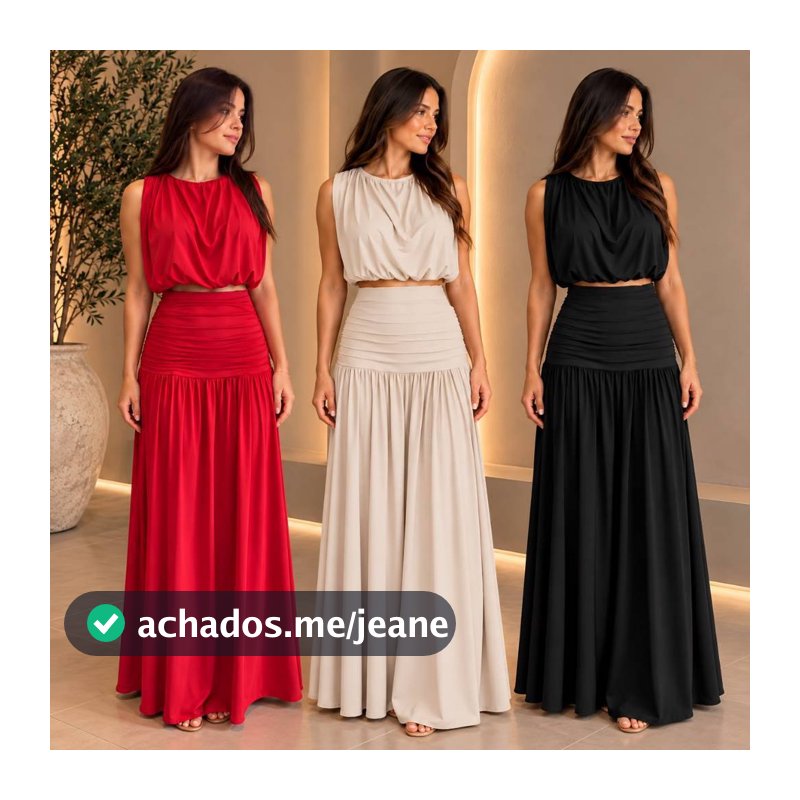 Conjunto Feminino Cropeed com saia longa no Fluity Premium
