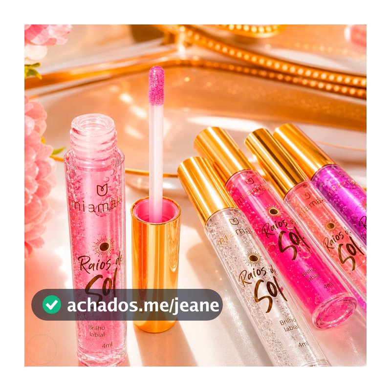 Kit 4 Cores Lip Oil Raios de Sol Mia Make Gloss Hidratante Coleção