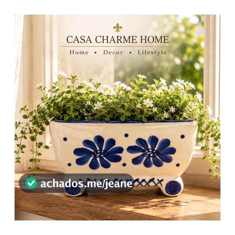Floreira De Cerâmica Esmaltada Pintada À Mão Vaso Jardineira