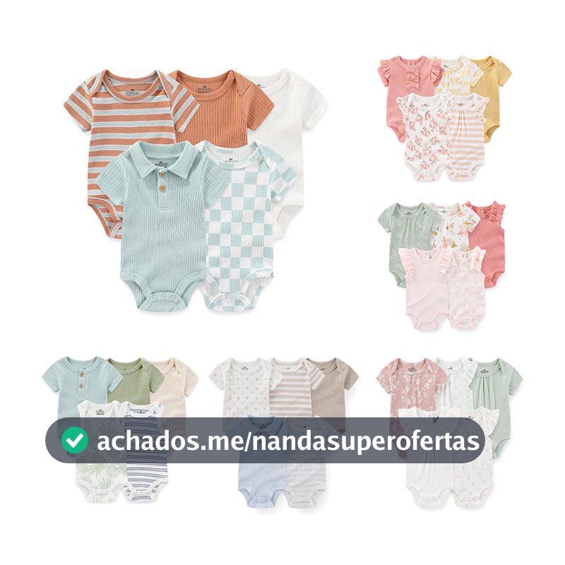 Kiddiezoom 5 Peças Moda Verão Desenho Animado Bebê Menino Menina Body Macio 100 % Algodão Recém-Nascido Oneises