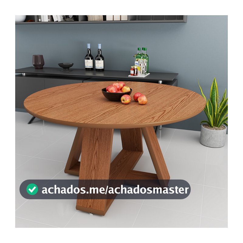 Mesa de Jantar Redonda Moderna 90cm Base em X  Design Premium Nature