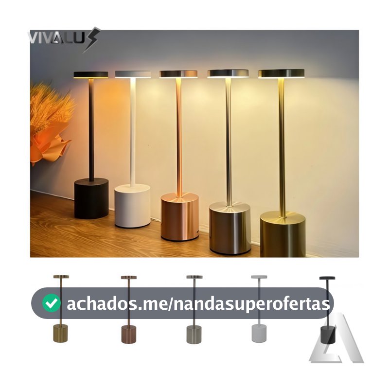 Luminária de Mesa 3 Tons Cabeceira Luxuosa Abajur Recarregável Escrivaninha LED Quarto Candeeiro USB