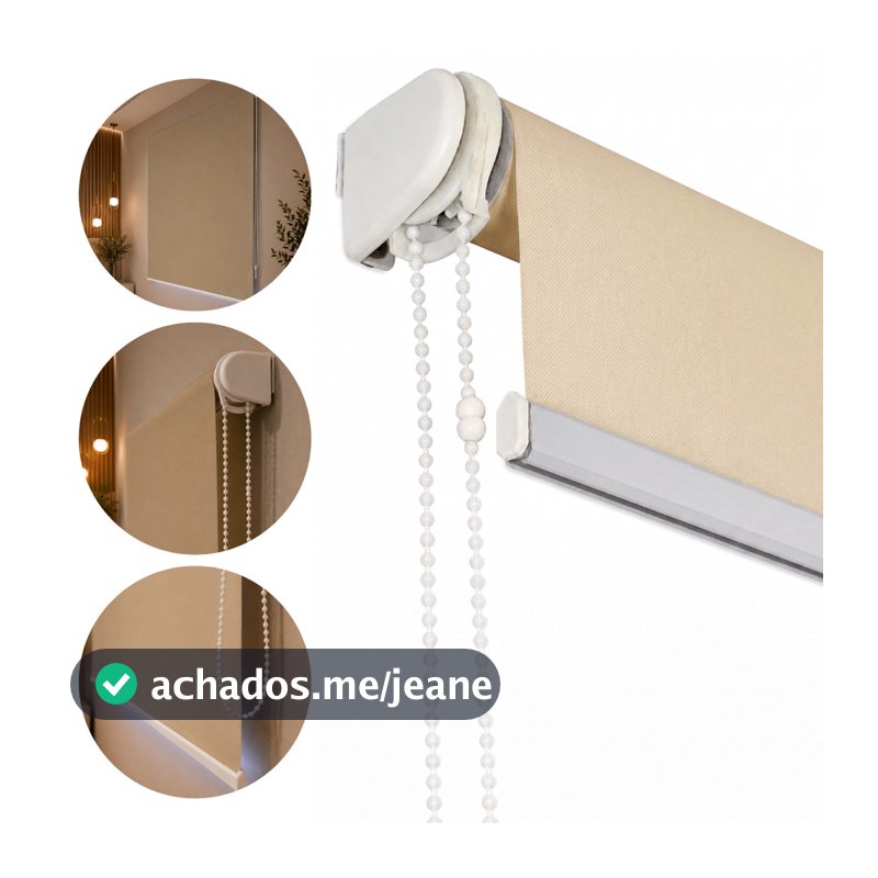 Rolo Blackout Cortina Persiana 1,60L x 1,60A Poliéster 100% Corta Luz Tubo Alumínio Kit Instalação