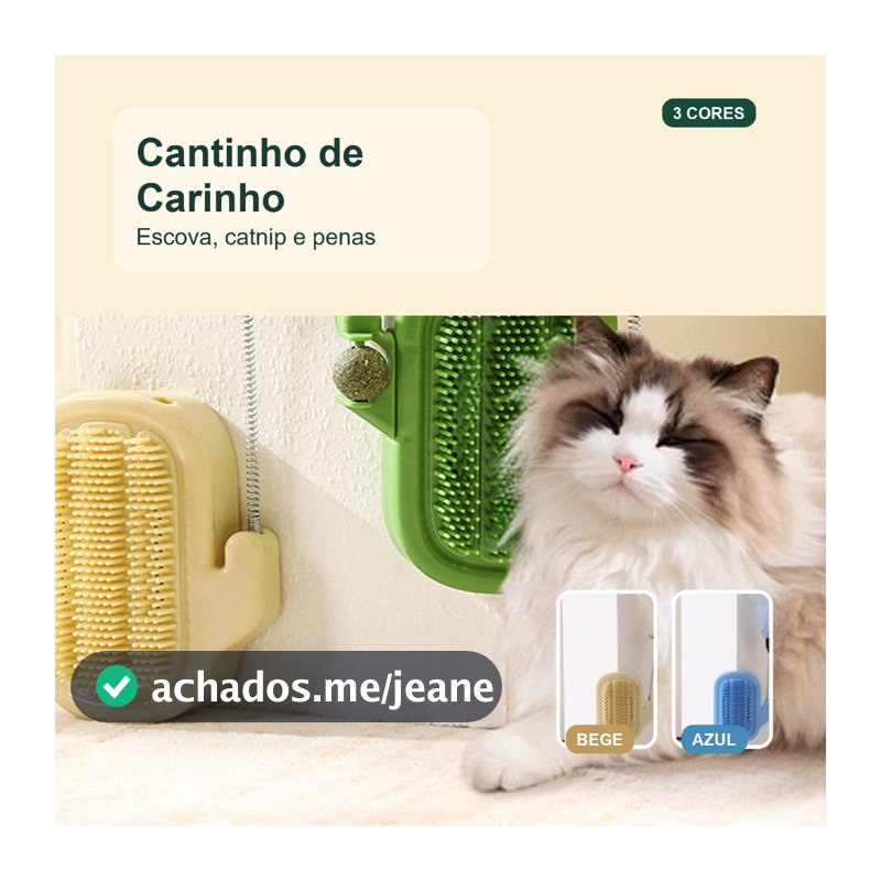 Escova de Canto para Gatos com Catnip, Brinquedo de Parede com Penas, Guizo e Suporte Adesivo