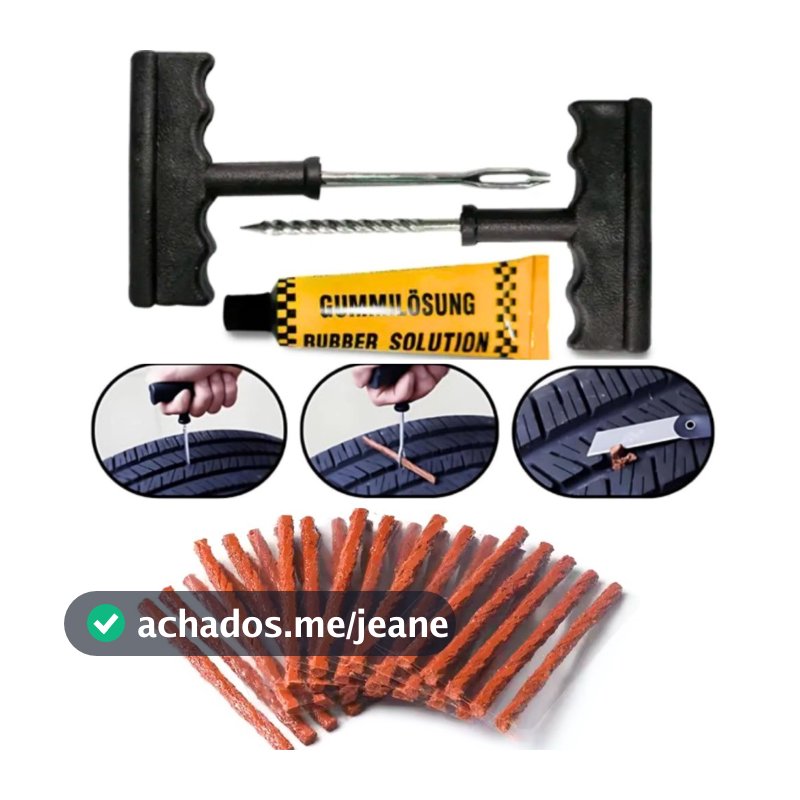 Kit Reparo De Pneu Sem Câmara Para Moto e Carro Macarrão Para Pneu Carro ou Moto