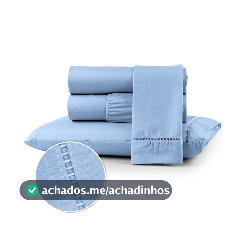 Jogo de Lençol 400 Fios Extra Macio c/ Fronhas Ponto Palito Berço Solteiro Casal Queen King 02 e 03 Peças