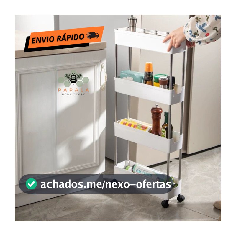 Carrinho Organizador Móvel Facil Montar 4 andares Multiuso - Prateleira Carrinho 4 camadas P, M, G