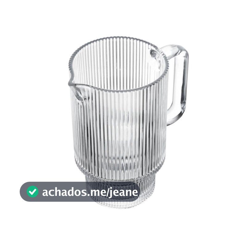 Jarra de Cristal Lines Canelada Suco Agua 900ml Wolff Jarra para Servir Bebidas Mesa Posta Decoração Elegante Jantar Uso
