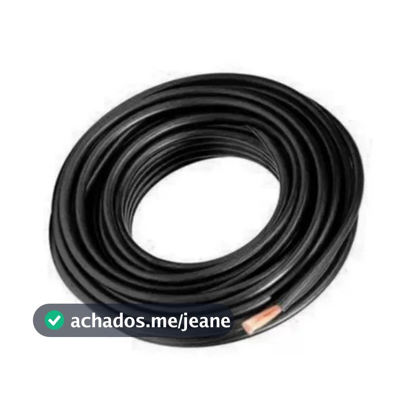Cabo Flexível Para Máquina de Solda 16mm Preto Rolo Com 05 Metros