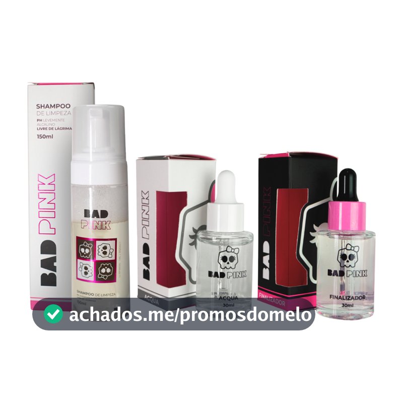 Kit Retenção de Cílios Bad Pink Com Acqua Primer Finalizador e Shampoo de Limpeza