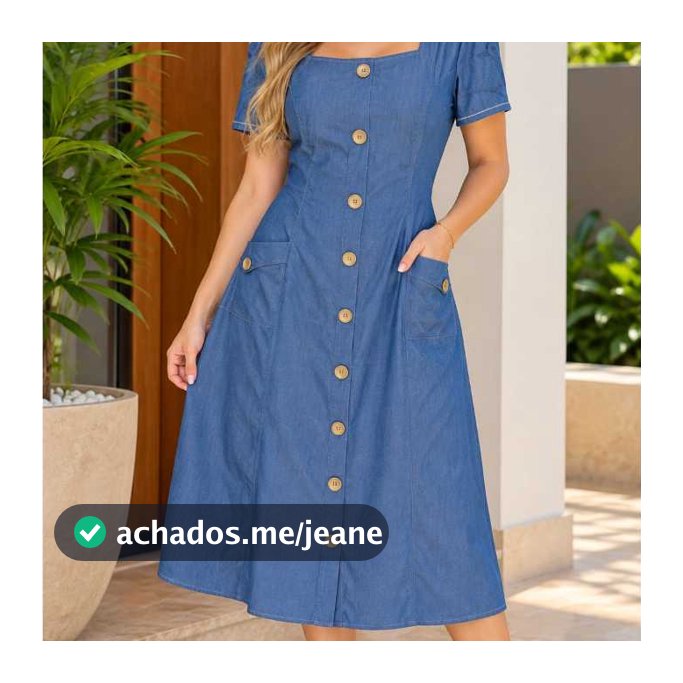 Vestido Midi Feminino Jeans Botões e Bolsos Funcionais Moda Evangélica feito do tegido chambray
