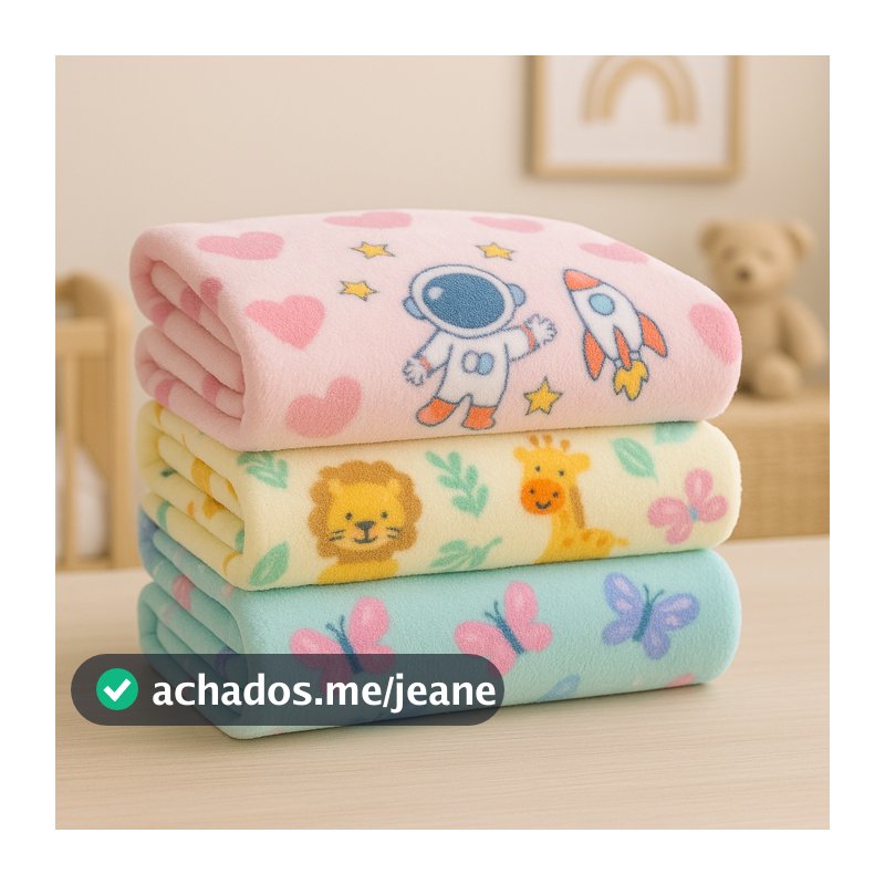 KIT 2 UND MANTA INFANTIL BEBE COBERTOR SOFT ANTIALERGICO MENINO MENINA