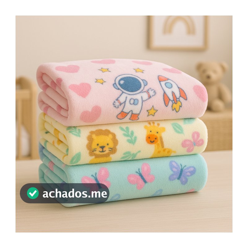KIT 2 UND MANTA INFANTIL BEBE COBERTOR SOFT ANTIALERGICO MENINO MENINA