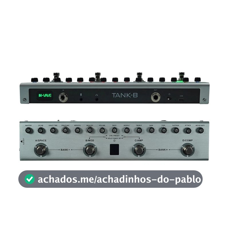 Pedal de baixo multiefeito M-VAVE Tank-B Recarregável 36 predefinições 9 slots de pré-amplificador 8 slots de cabine de