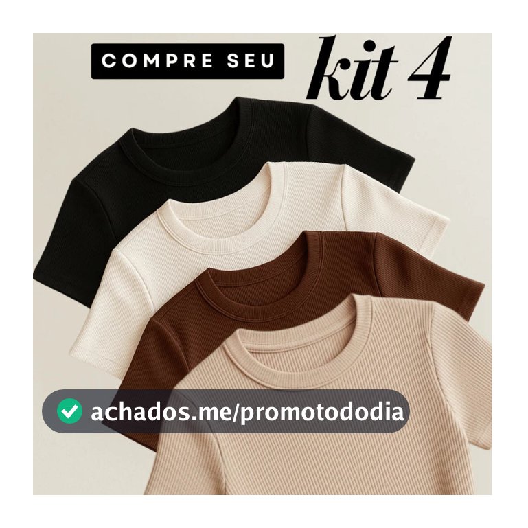 Kit 4 Blusas Feminina Ribana Canelado Básica Casual Estilosa Tendência Verão