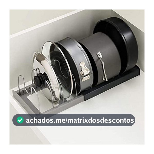 Organizador De Tampa Panela Suporte Gaveta Cozinha Preto