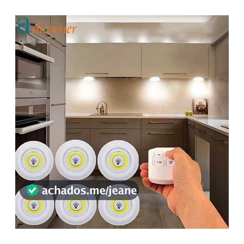 Lampâda Adesiva KIT Com 3 Luminárias e Controle à Pilha AAA MT027-2 (CC) MT027 (CR)