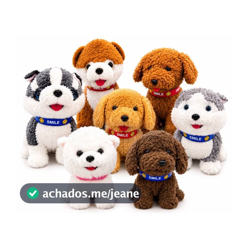 Brinquedo Cachorrinho de Pelúcia com Coleira Eletrônico com controle Presente Interativo