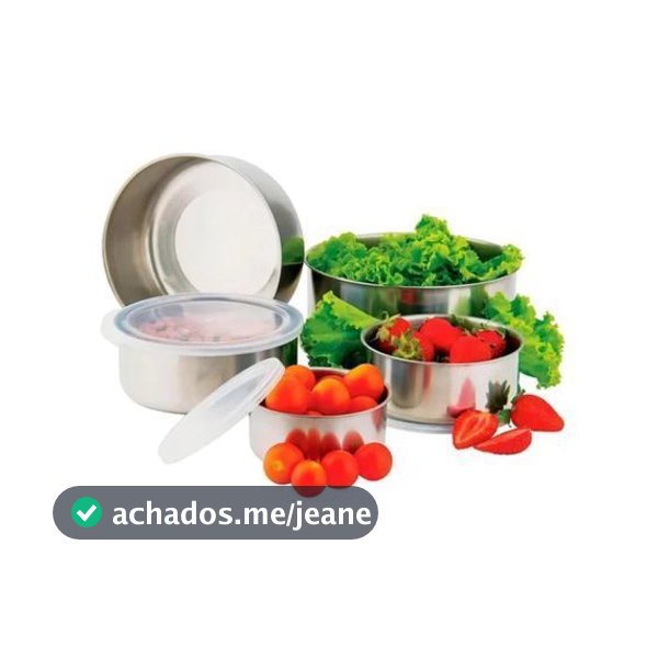 Conjunto Potes Hermeticos Inox 5 Pecas Tampa Vedacao Organizador Cozinha